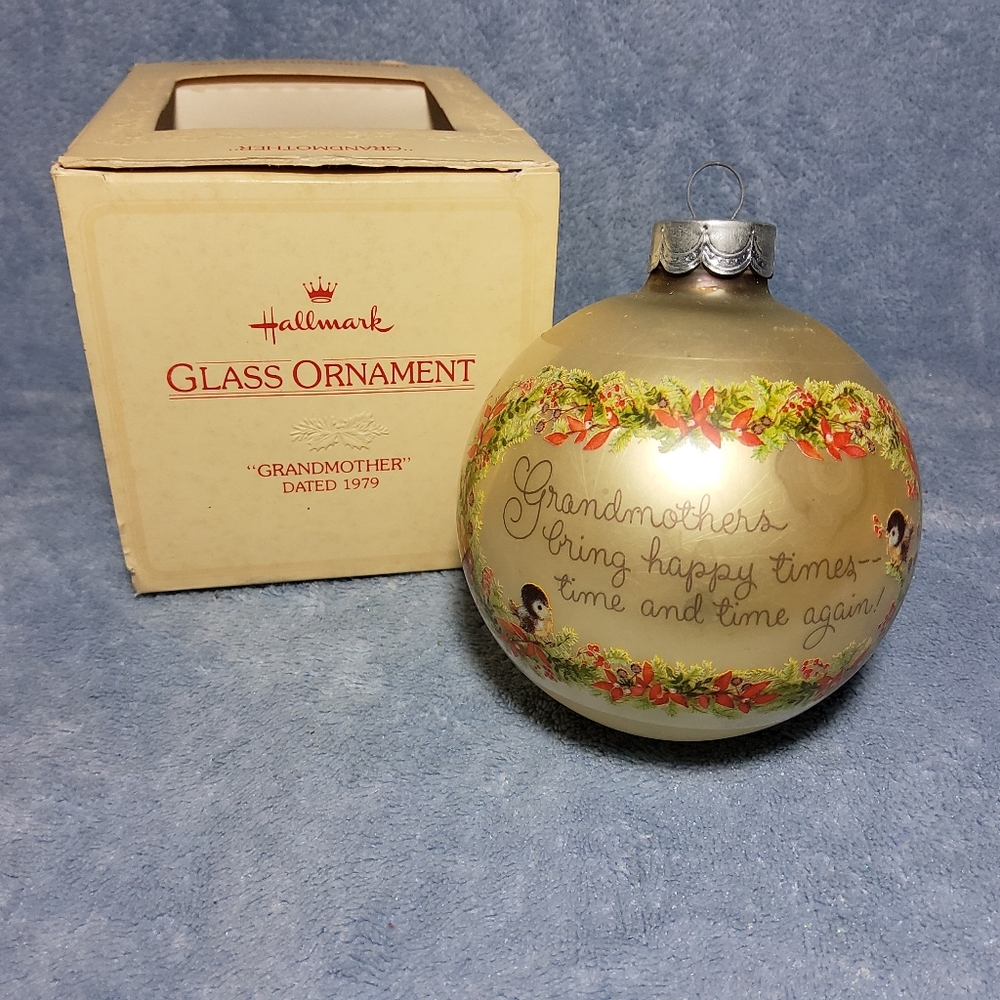 Vintage Hallmark  1979 Grandmother Glass Christmas Ornament In Original Box